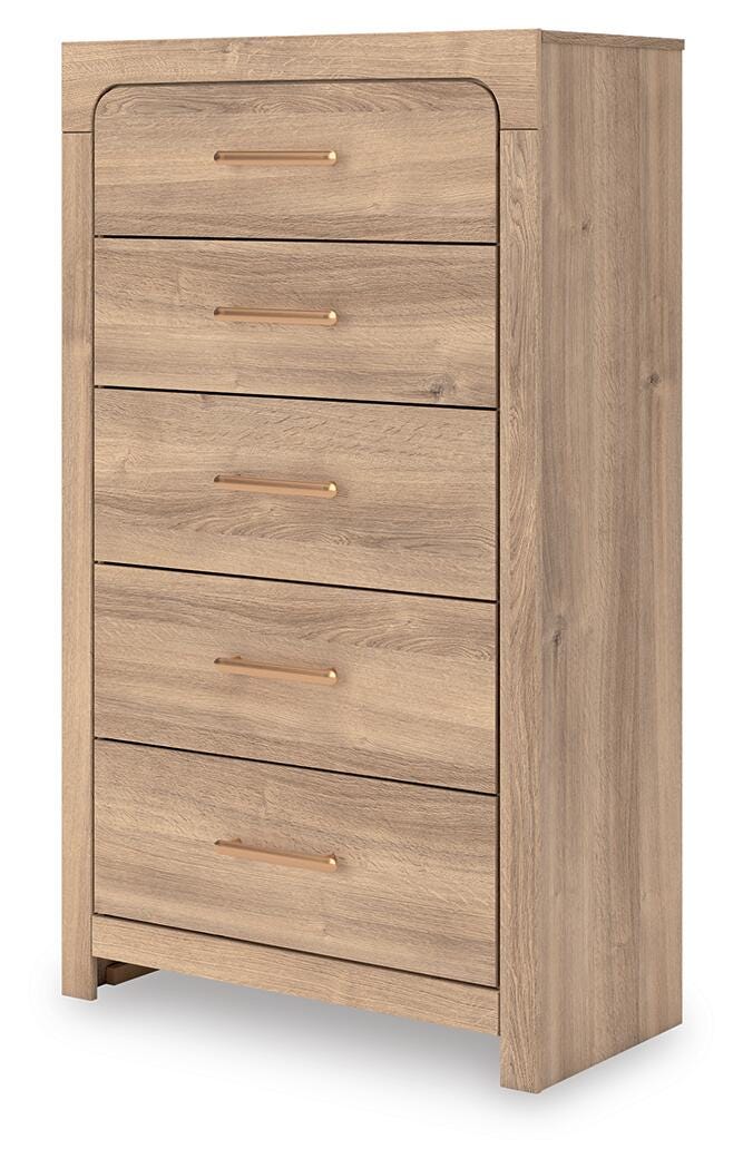 Kinlanni Upholstered Platform Bed Set - King, Dresser and Chest