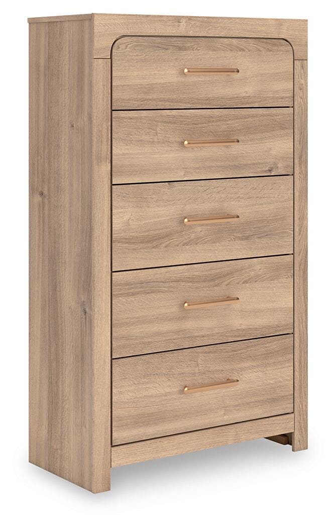 Kinlanni Upholstered Platform Bed Set - King, Dresser and Chest