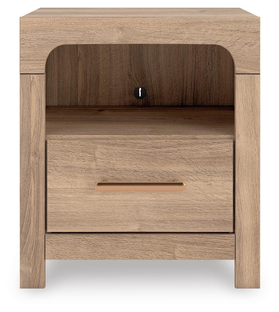 Kinlanni Queen Panel Bed, Dresser, Mirror and Nightstand