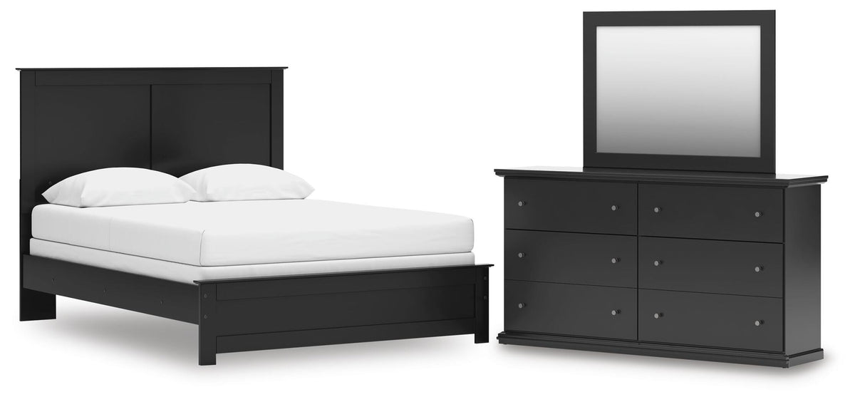 Maribel Queen Panel Bed with Dresser and Mirror