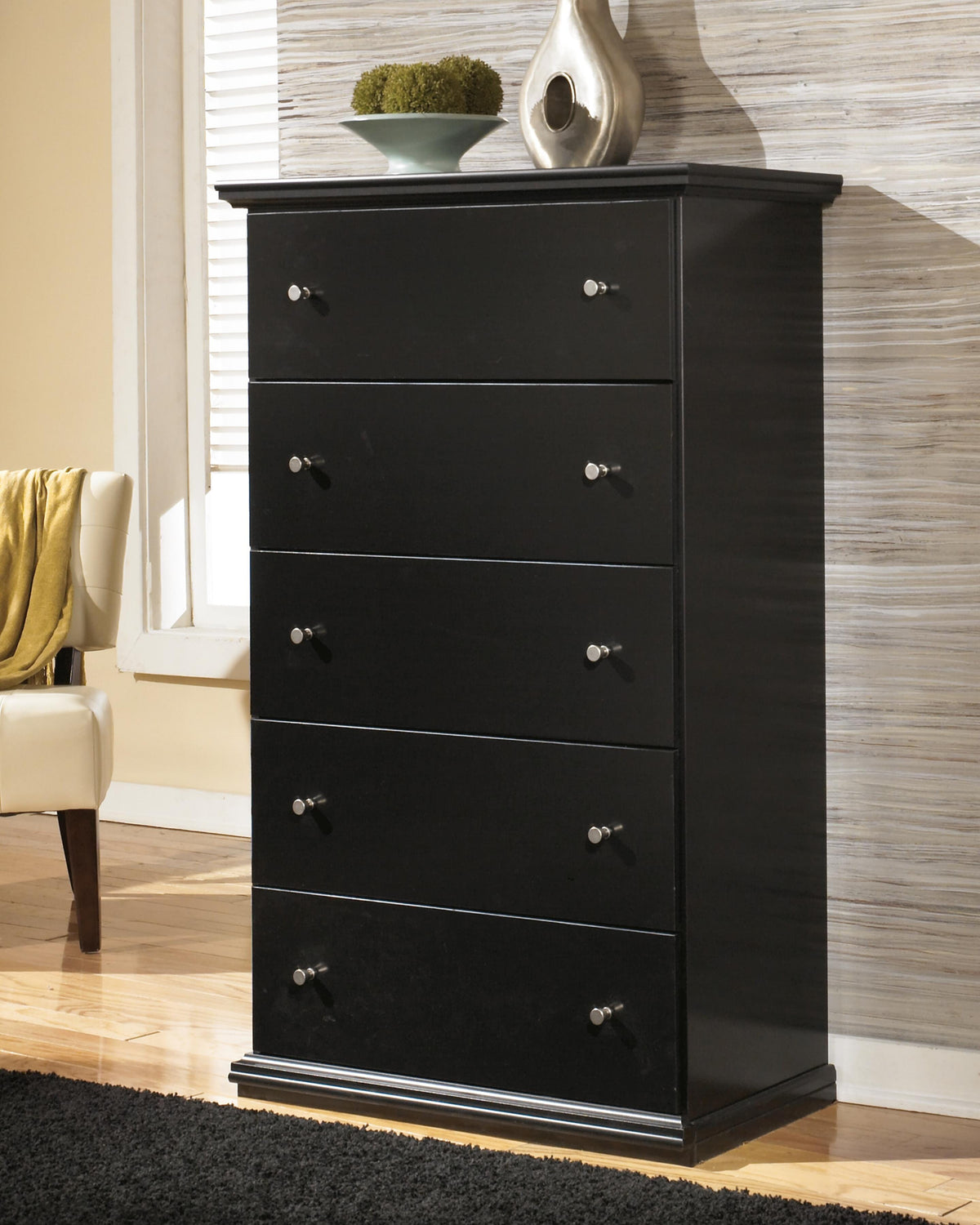 Maribel Full Panel Bed, Dresser, Mirror and Chest