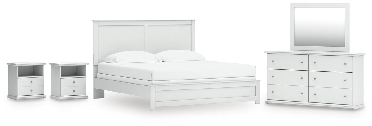 Bostwick Shoals King Panel Bed, Dresser, Mirror and 2 Nightstands