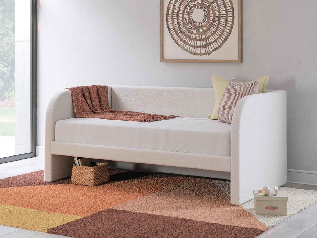 Arloster Twin Upholstered Day Bed, Dresser and Mirror