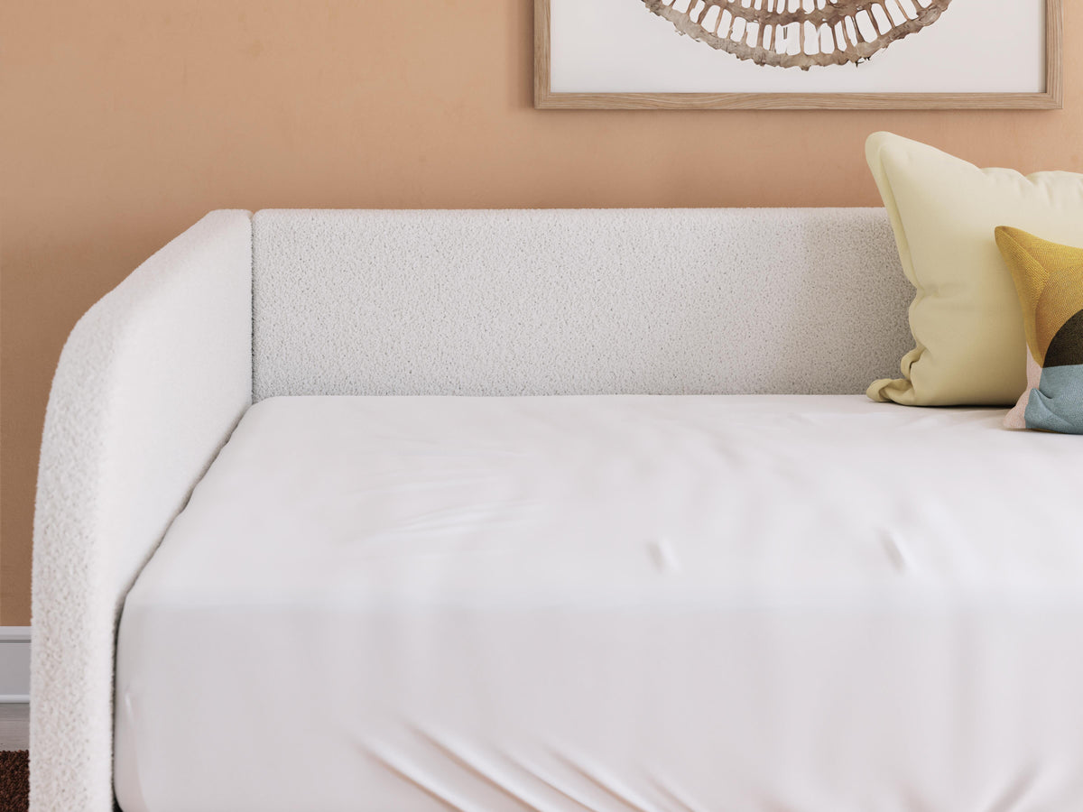 Arloster Full Upholstered Day Bed, Dresser and Mirror