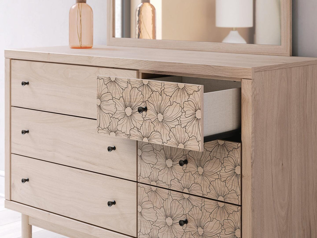 Arloster Twin Upholstered Day Bed, Dresser and Mirror