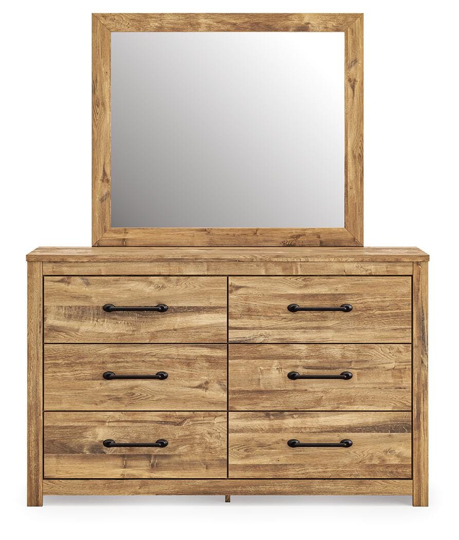 Maystonna King Crossbuck Panel Bed, Dresser, Mirror and Nightstand