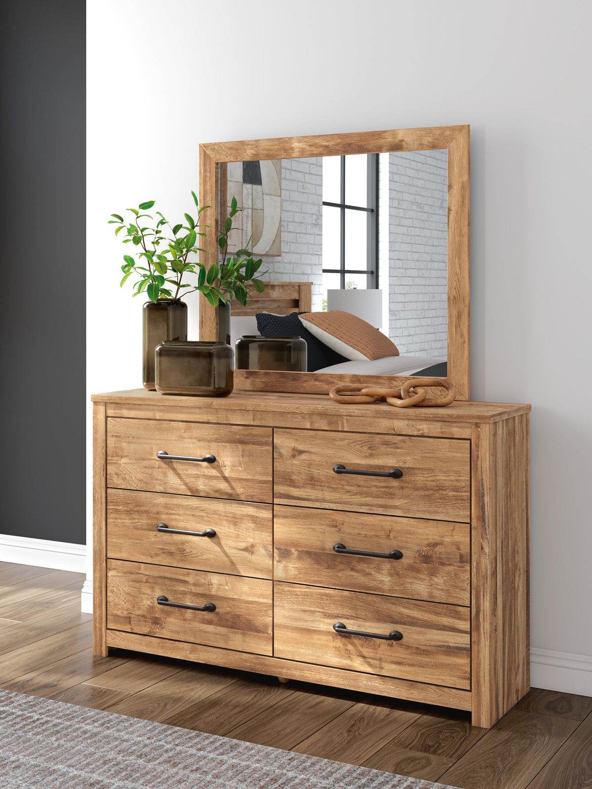 Maystonna Queen Crossbuck Panel Bed, Dresser, Mirror and Nightstand