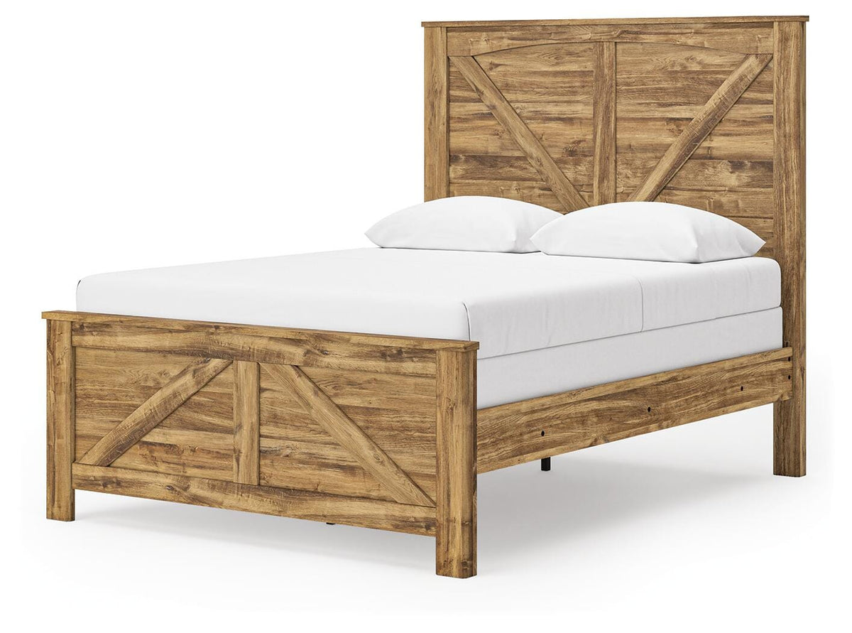Maystonna Queen Crossbuck Panel Bed, Dresser, Mirror and Nightstand