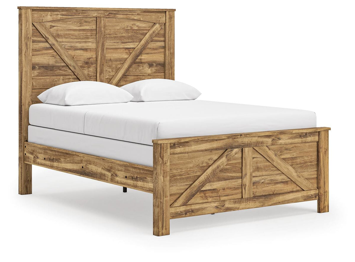 Maystonna Queen Crossbuck Panel Bed, Dresser and Mirror