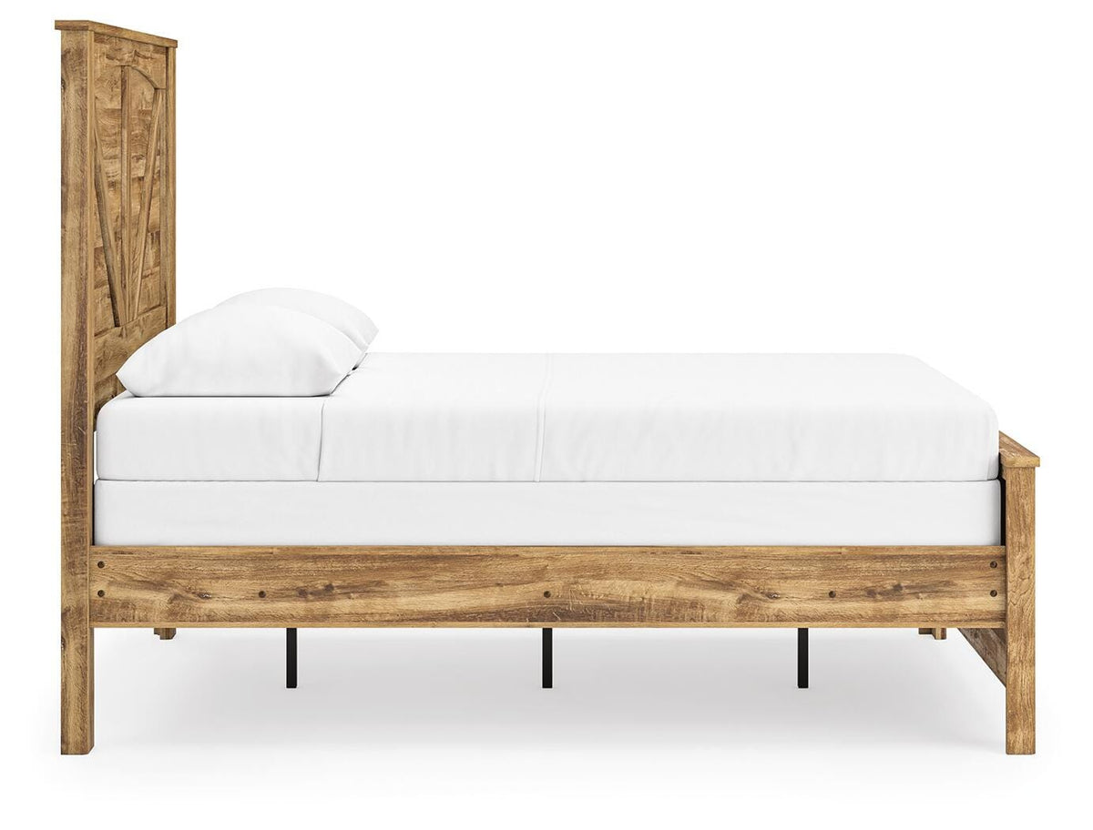 Maystonna Queen Crossbuck Panel Bed, Dresser, Mirror and Nightstand