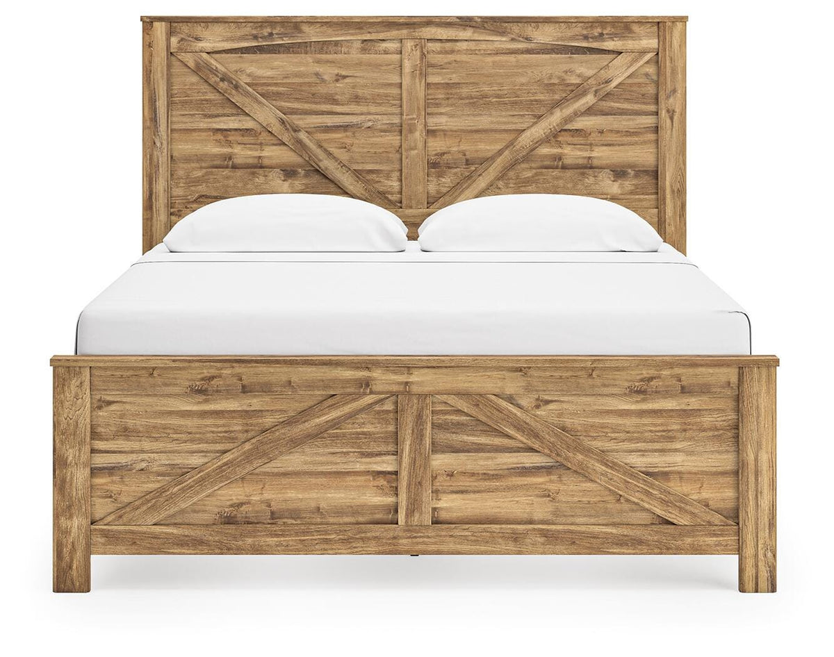 Maystonna King Crossbuck Panel Bed, Dresser, Mirror and Nightstand