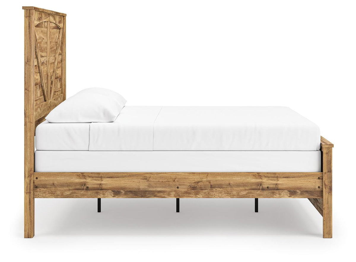 Maystonna King Crossbuck Panel Bed, Dresser, Mirror and Nightstand