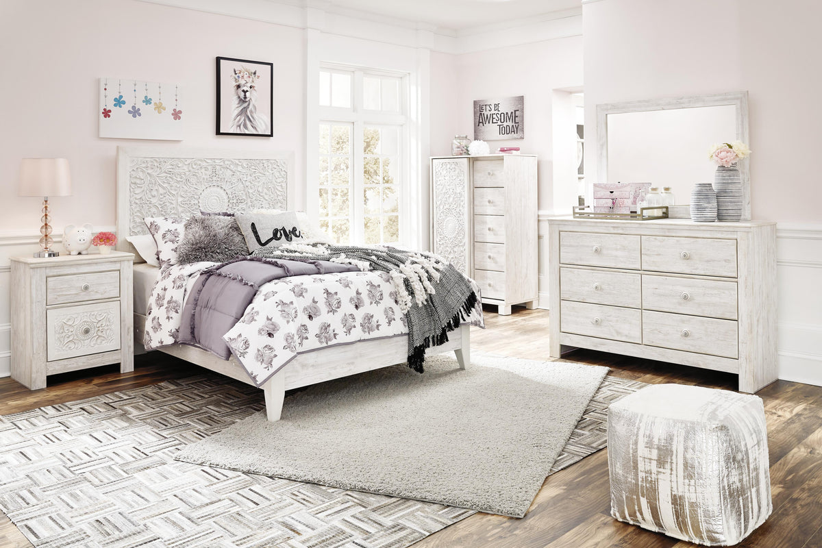 Paxberry Full Panel Bed, Dresser, Mirror and Chest