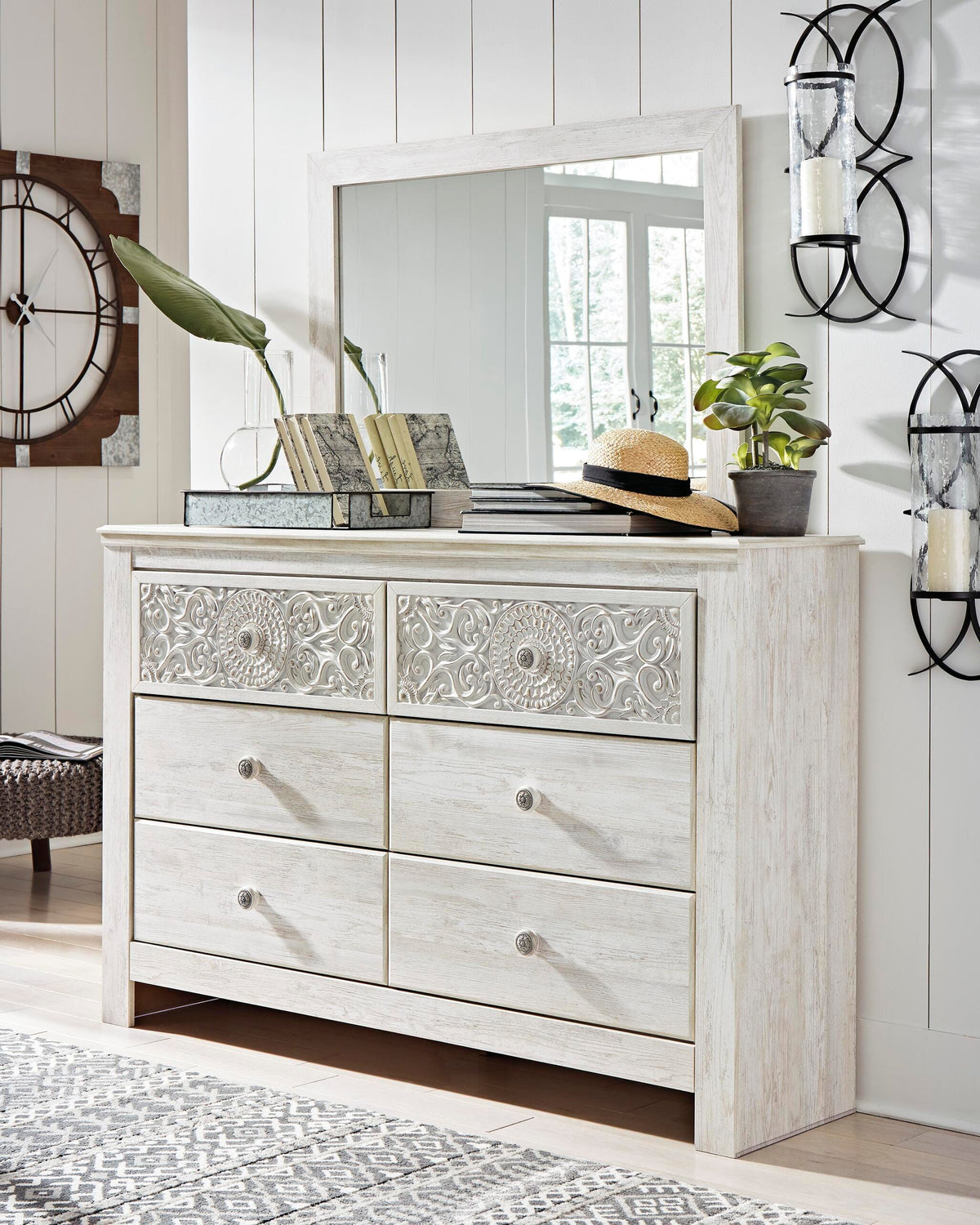 Paxberry Queen Panel Bed, Dresser, Mirror, Chest and 2 Nightstands