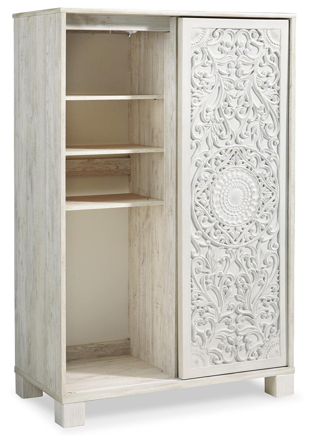 Paxberry Panel Bed Set - Queen, Mirrored Dresser and Chest