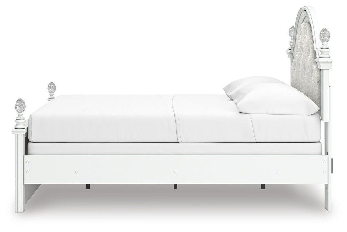 Kozlani Full Upholstered Panel Bed, Dresser and Mirror