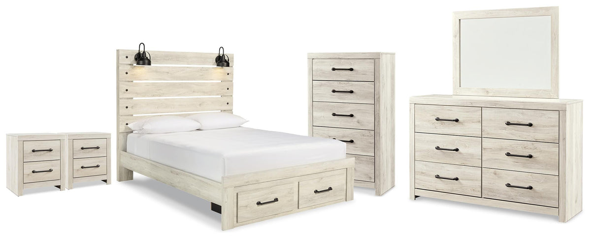 Cambeck Queen Panel Storage Bed, Dresser, Mirror, Chest and 2 Nightstands