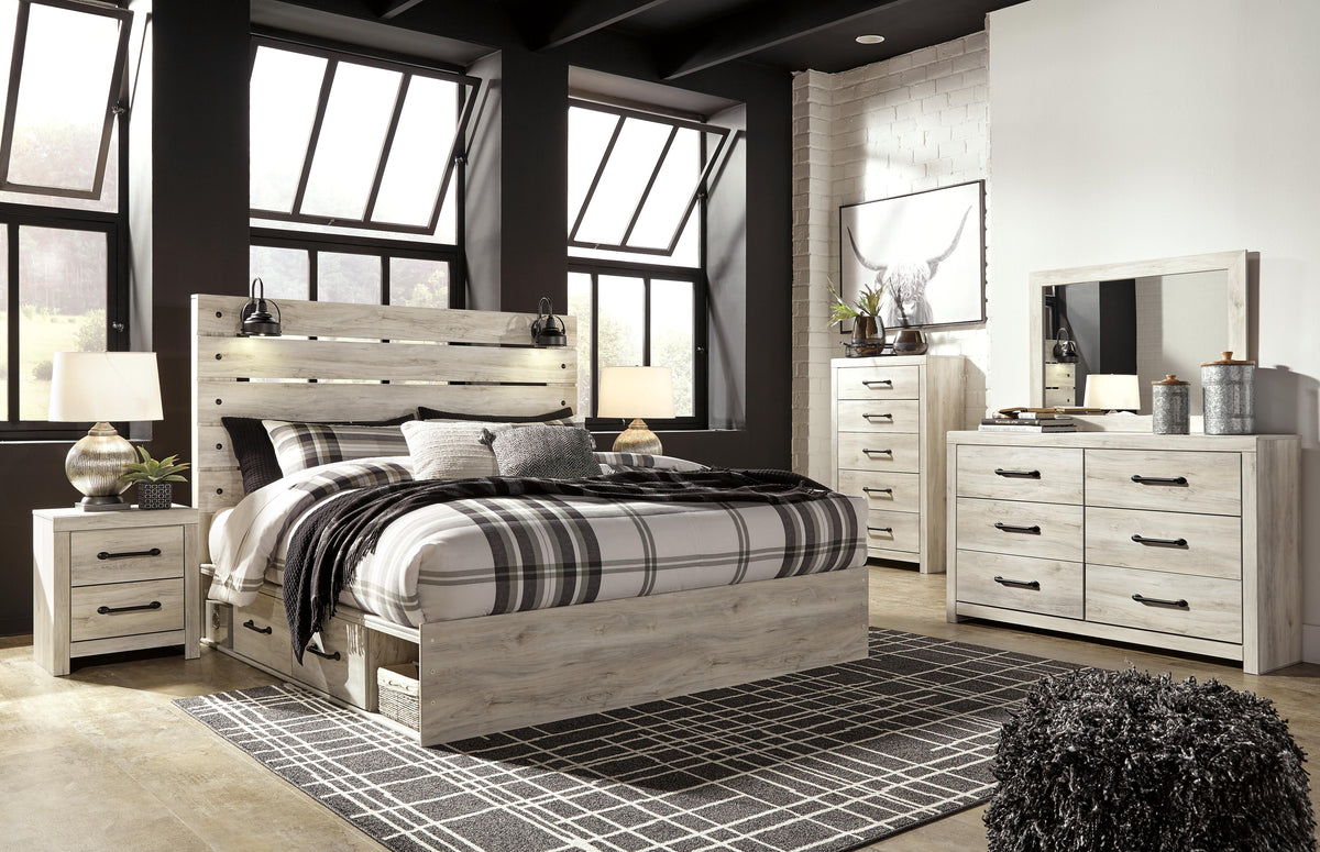 Cambeck King Panel Bed with Storage, Dresser, Mirror, Chest and 2 Nightstands