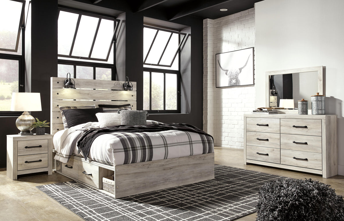 Cambeck Queen Panel Bed with Storage, Dresser and Mirror