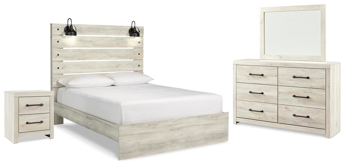 Cambeck Panel Bed Set - Queen, Mirrored Dresser and Nightstand