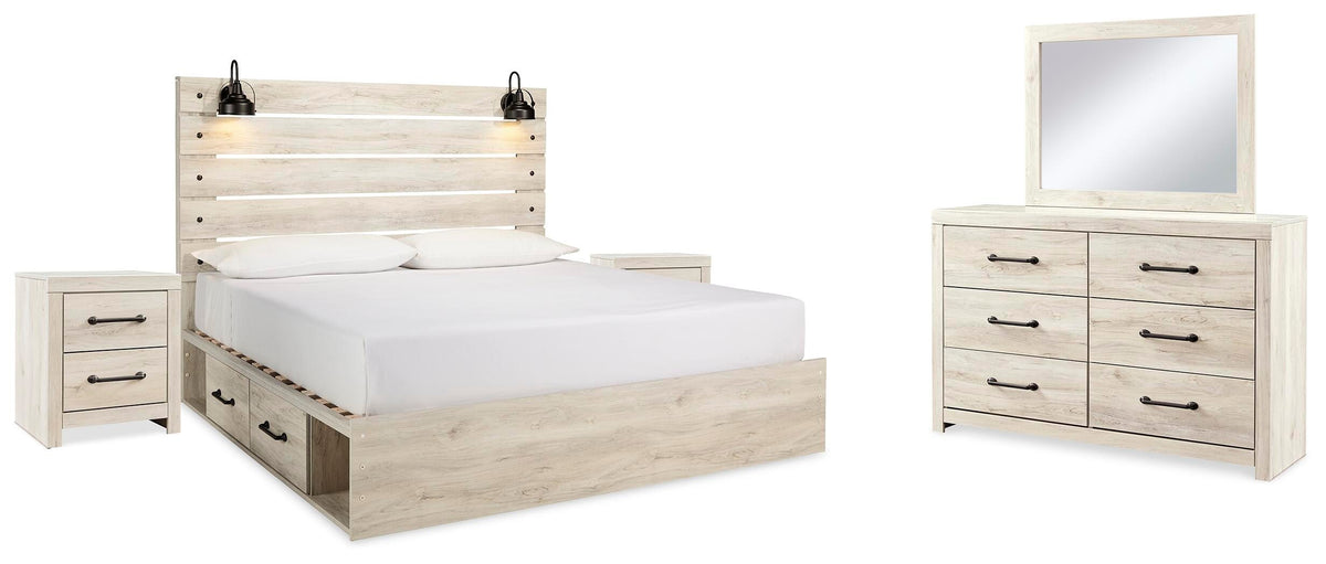 Cambeck King Storage Bed, Dresser, Mirror and 2 Nightstands
