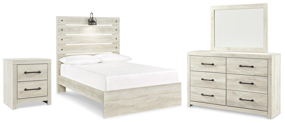 Cambeck Panel Bed Set - Full, Mirrored Dresser and Nightstand