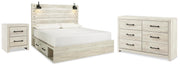 Cambeck King Panel Storage Bed, Dresser and Nightstand