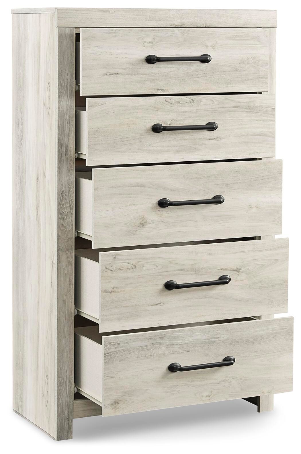 Cambeck Full Panel Bed with Storage, Chest and Nightstand