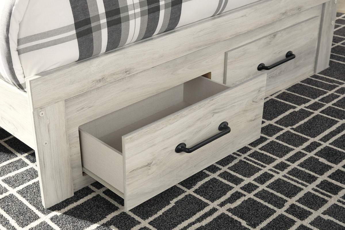 Cambeck Queen Panel Bed with 2 Storage Drawers with Mirrored Dresser, Chest and Nightstand