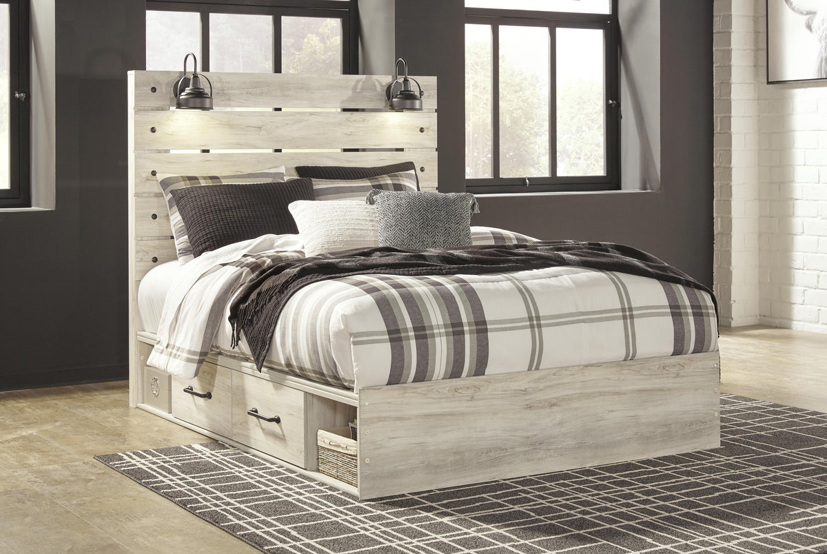 Cambeck Queen Panel Storage Bed and 2 Nightstands
