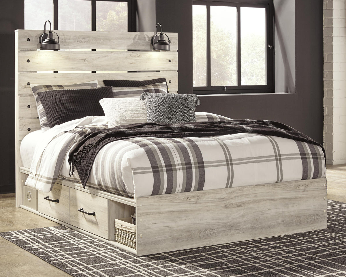 Cambeck Queen Panel Bed with Storage, Dresser and Mirror