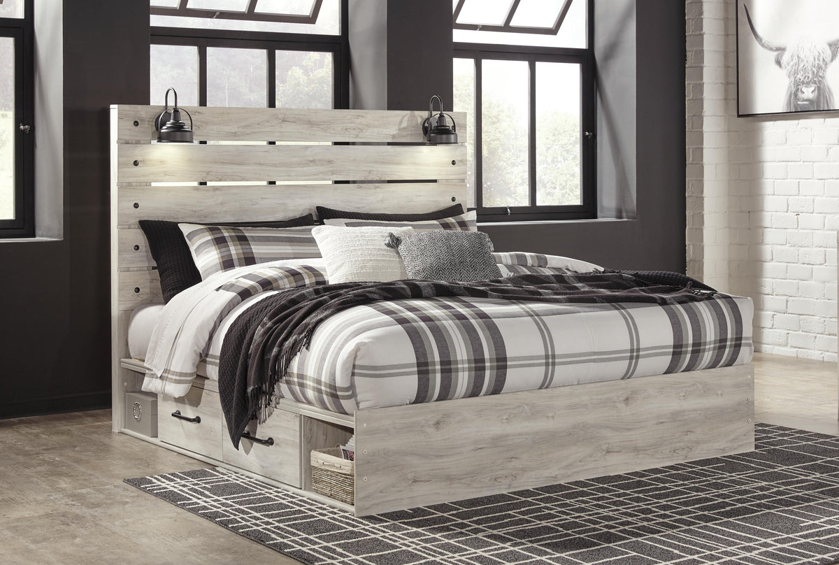 Cambeck King Panel Storage Bed, Dresser, Mirror, Chest and Nightstand