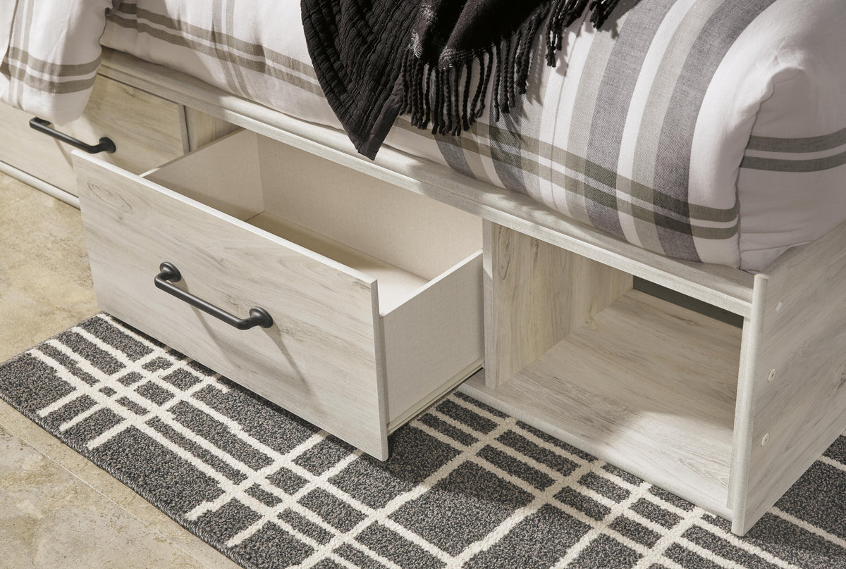 Cambeck King Panel Bed with 2 Side Storage, Dresser, Mirror, and Nightstand