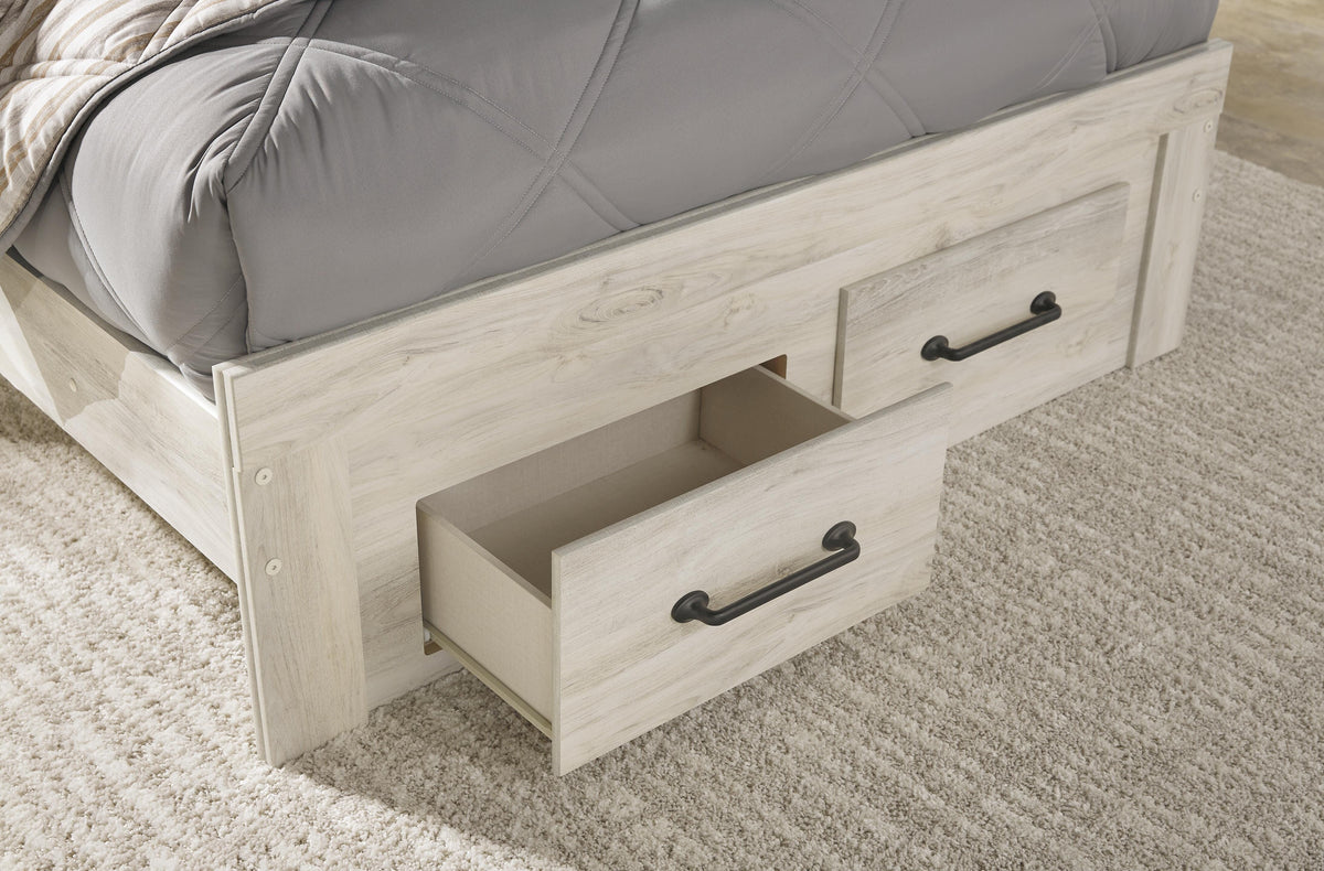 Cambeck Full Panel Bed with 2 Storage Drawers with Mirrored Dresser, Chest and 2 Nightstands