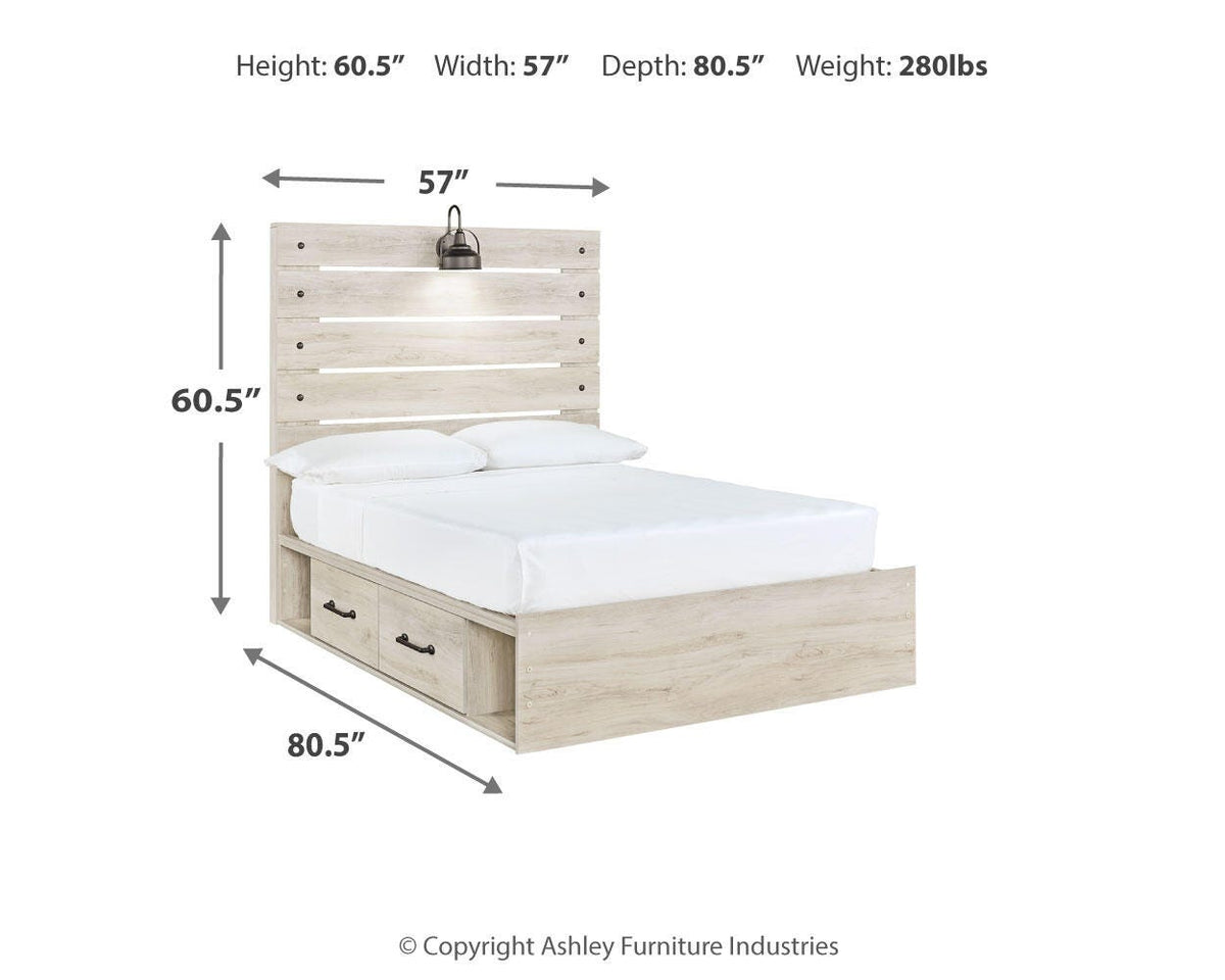 Cambeck Full Panel Bed with Storage, Chest and Nightstand