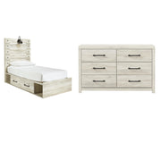 Cambeck Panel Bed with 2 Storage Drawers Set - Twin, Dresser