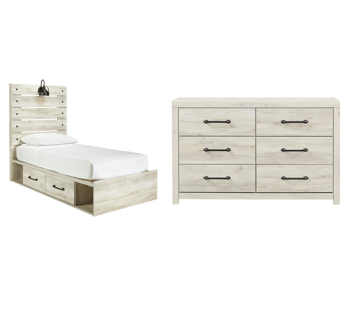 Cambeck Panel Bed with 2 Storage Drawers Set - Twin, Dresser