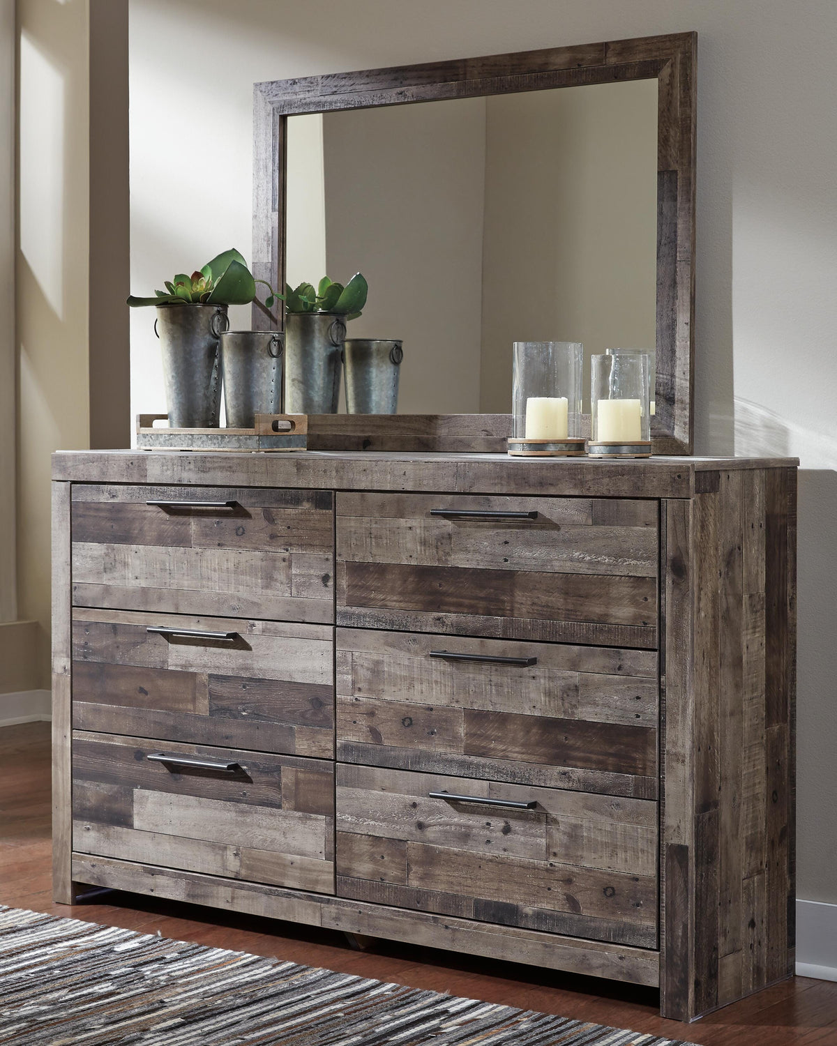 Derekson Twin Panel Bed, Dresser and Mirror