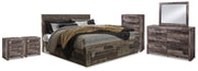 Derekson King Panel Storage Bed, Dresser, Mirror, Chest and 2 Nightstands