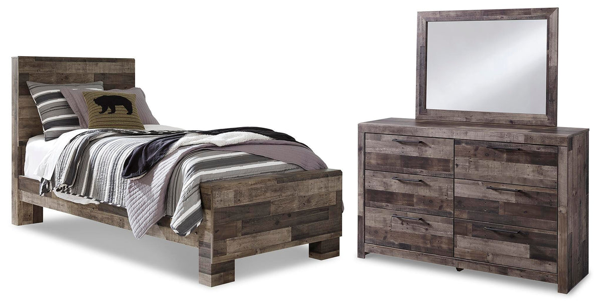 Derekson Twin Panel Bed, Dresser and Mirror