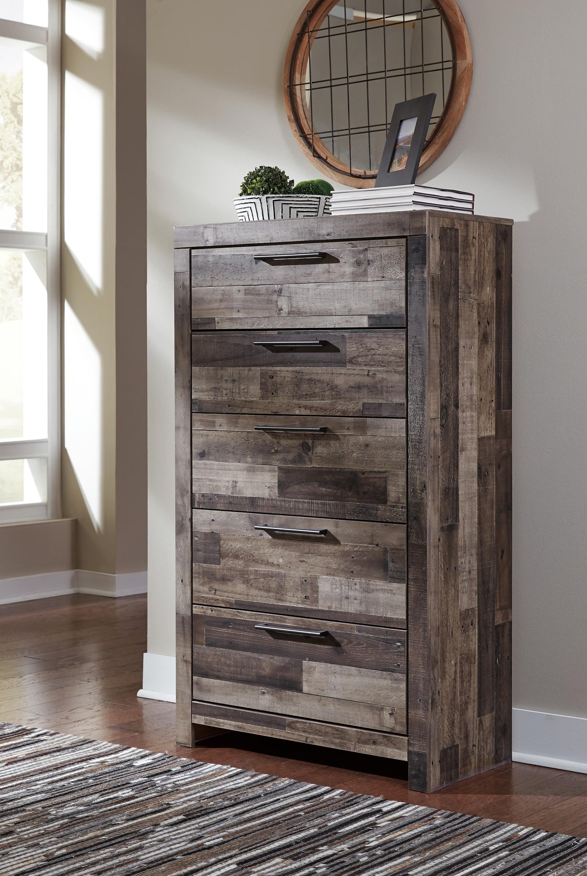 Derekson King Storage Bed, Dresser and Chest
