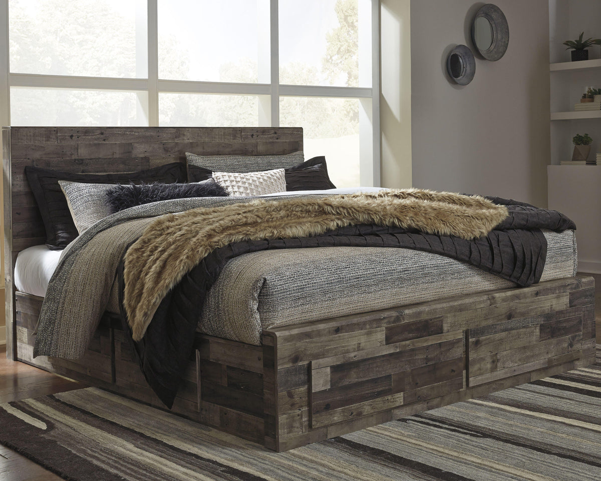 Derekson Panel Bed with 4 Storage Drawers - King