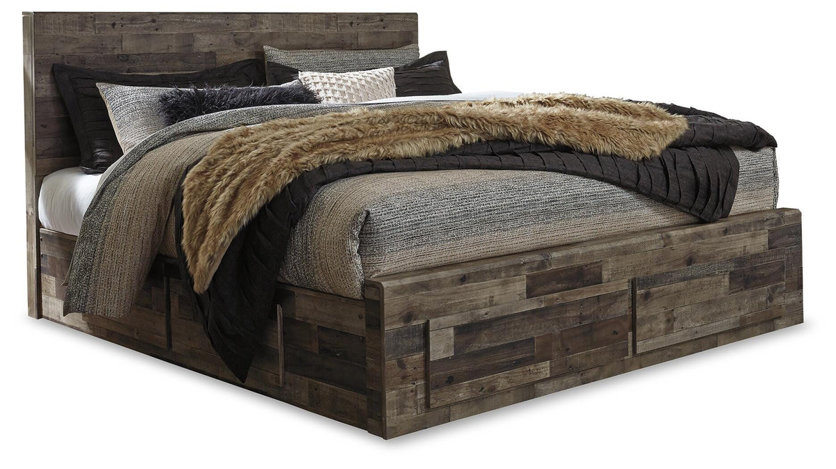 Derekson Panel Bed with 6 Storage Drawers Set - King, Dresser