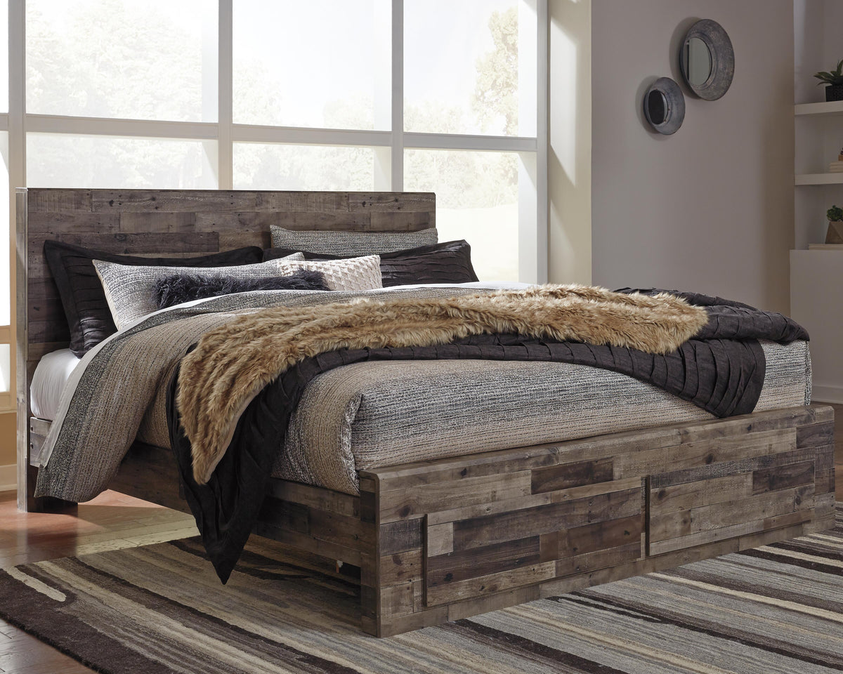 Derekson King Panel Storage Bed, Dresser and Mirror