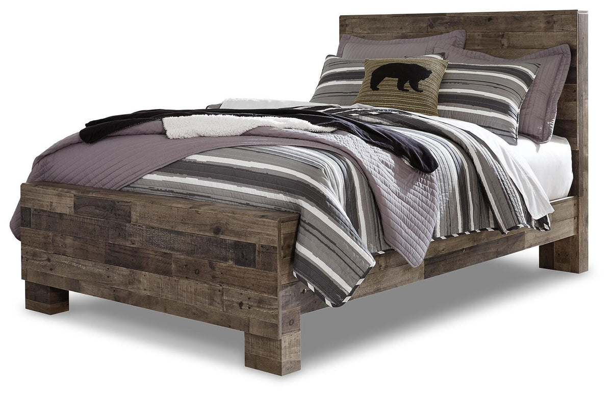 Derekson Panel Bed Set - Full, Mirrored Dresser