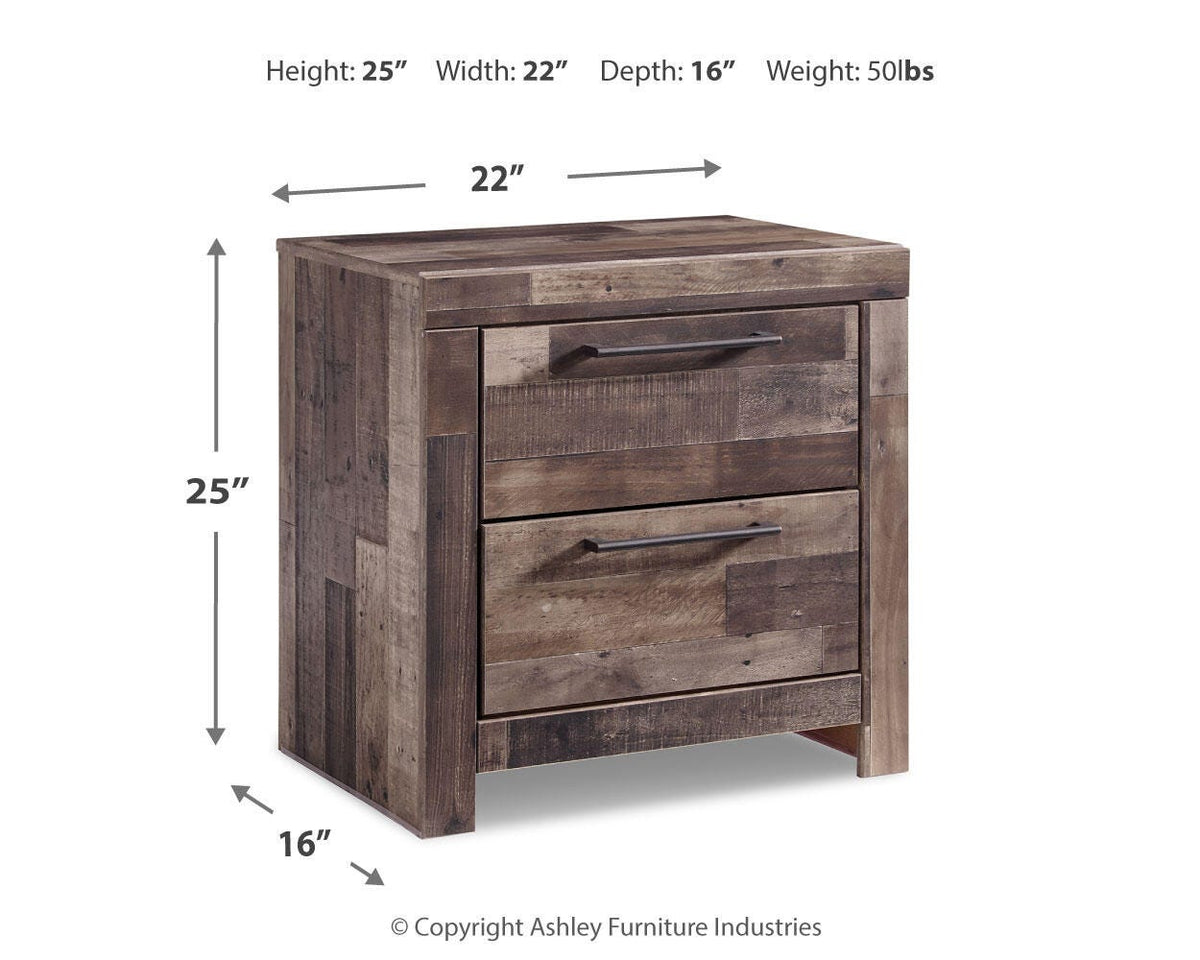Derekson Panel Bed Set - King, Mirrored Dresser and Nightstand