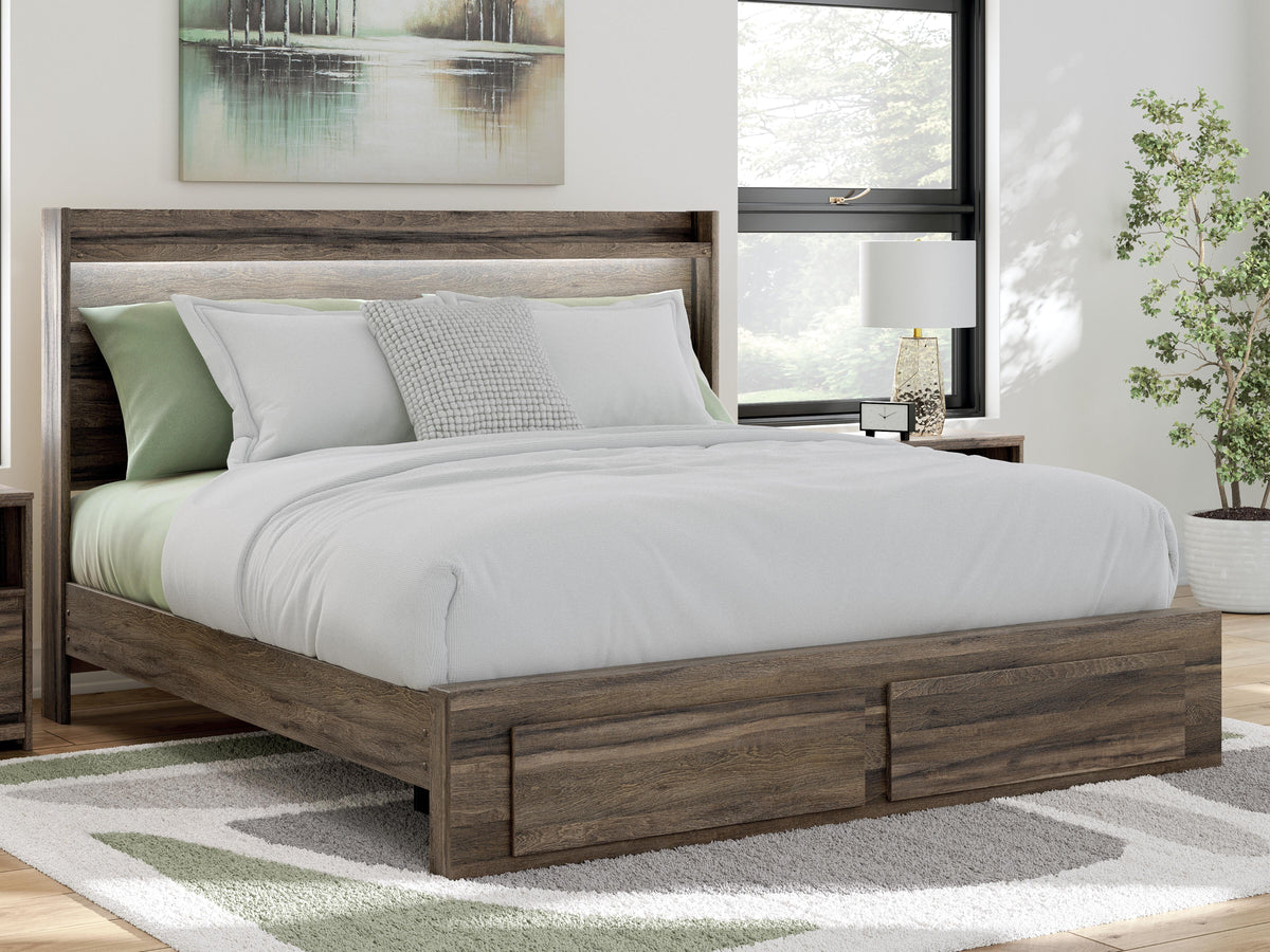 Elbrim King Panel Storage Bed, Chest and Nightstand