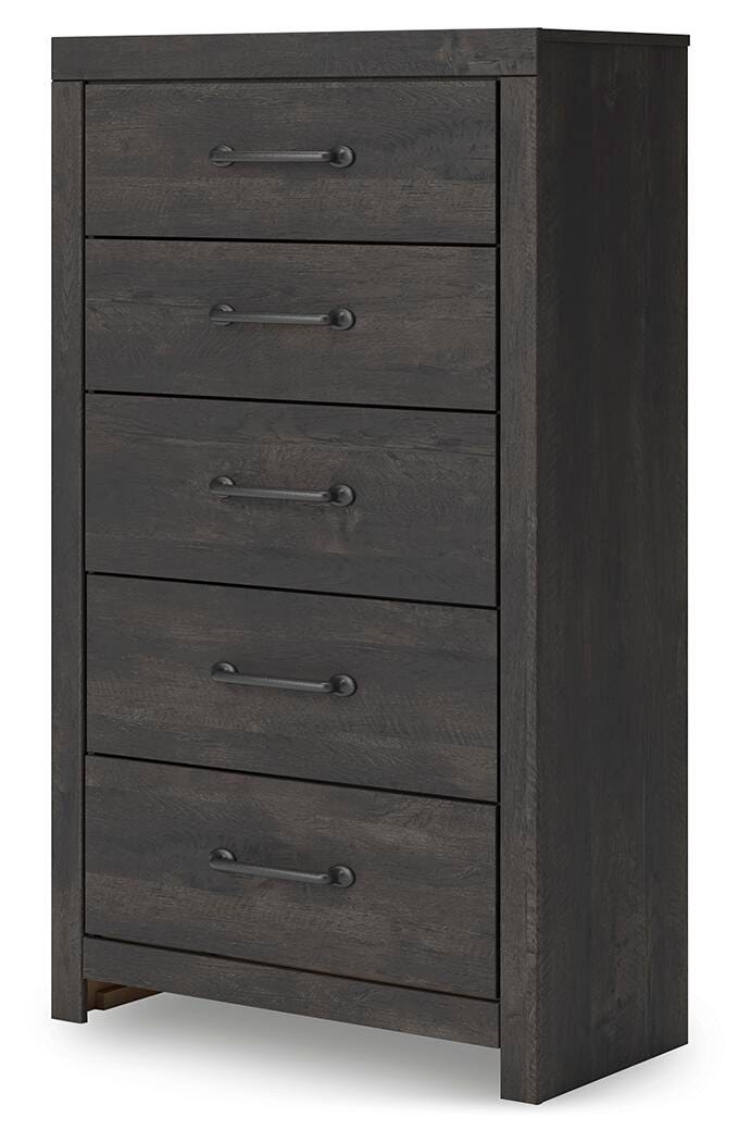 Hollivern Twin Panel Storage Bed, Dresser, Mirror and Chest