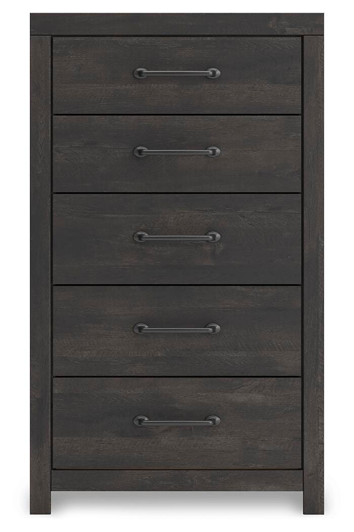 Hollivern Twin Panel Storage Bed, Dresser, Mirror and Chest