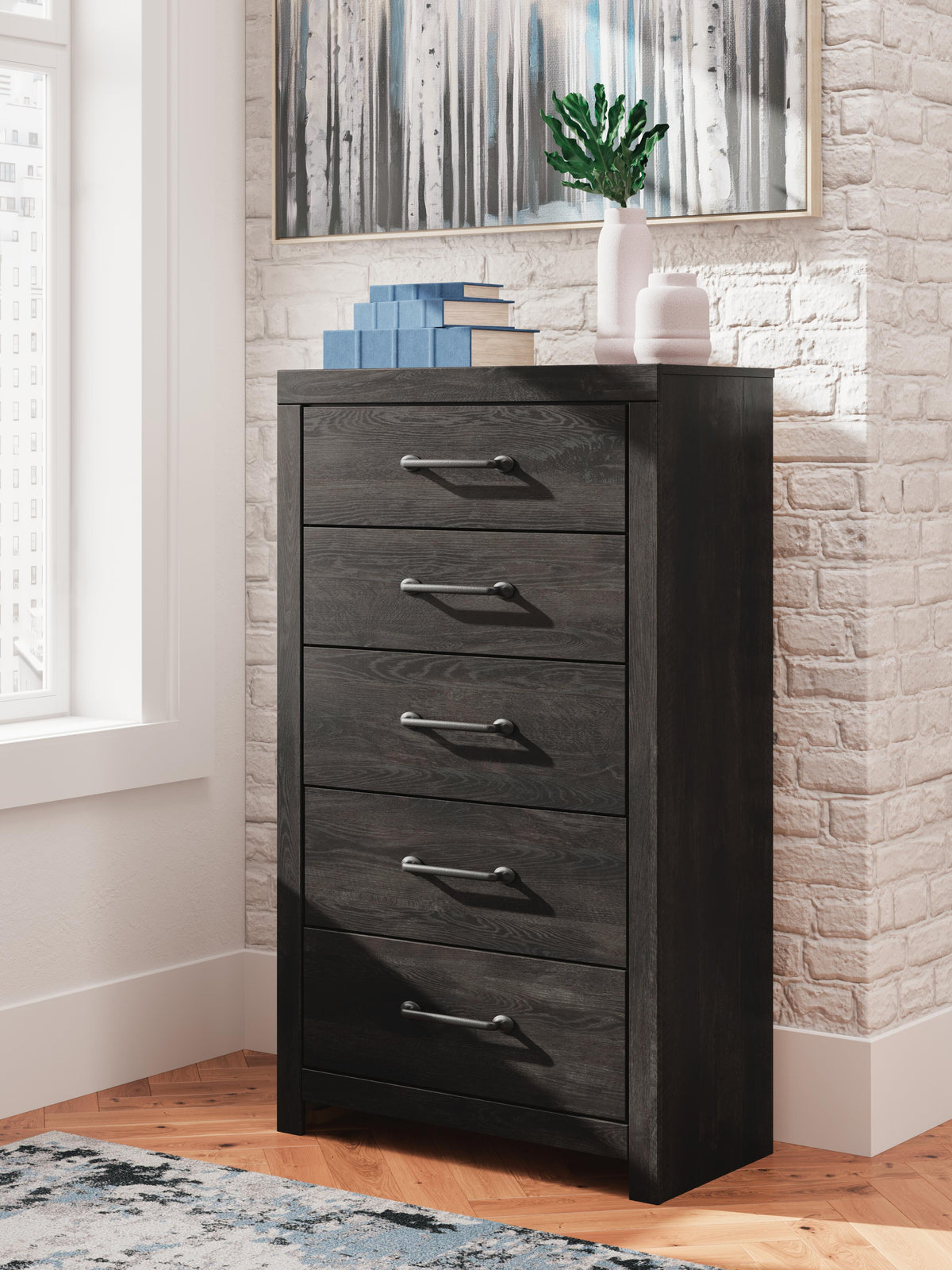 Hollivern Twin Panel Storage Bed, Dresser, Mirror and Chest